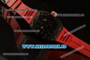 Richard Mille RM 055 Bubba Watson Miyota 9015 Automatic Carbon Fiber Case with Black Dial and Red Rubber Strap