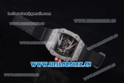 Richard Mille RM027-2 Miyota 9015 Automatic Carbon Fiber Case with Skeleton Dial Dot Markers and Black Nylon Strap