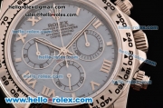 Rolex Daytona Chronograph Swiss Valjoux 7750-SHG Automatic Steel Case with Roman Numeral Markers Blue Leather Strap and Blue Dial