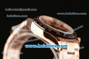 Rolex Daytona Chrono Swiss Valjoux 7750 Automatic Rose Gold Case with Stick Markers Black Dial and Black Ceramic Bezel