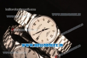 Longines Master Swiss ETA 2824 Automatic Full Steel with White Dial and Diamonds/Roman Numeral Markers