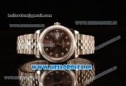 Rolex Datejust 37mm Swiss ETA 2836 Automatic Steel Case with Jubilee Steel Bezel Grey Dial Diamonds Steel Bracelet