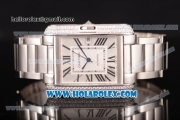 Cartier Tank Anglaise Miyota 9015 Automatic Steel Case/Bracelet with Silver Dial and Roman Numeral Markers - Diamonds Bezel