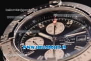 Breitling Avenger Chrono Swiss Valjoux 7750-SHG Automatic Stainless Steel Case with Black Leather Strap and Black Dial