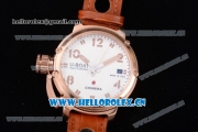 U-Boat Chimera Automatic Asia ST25 Automatic Rose Gold Case White Dial Brown Leather Strap and Rose Gold Markers