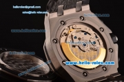 Audemars Piguet Royal Oak Offshore Grey Themes Chrono 12@Sec Swiss Valjoux 7750 Automatic Titanium Case with Black Leather Strap Black Dial 1:1 Original