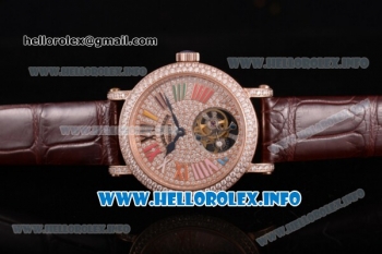 Franck Muller Color Dreams Swiss Tourbillon Manual Winding Rose Gold Case with Colorful Roman Numeral Markers and Diamonds Dial (FT)