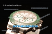 Rolex Daytona Chronograph 7750 Auto Steel Case with White Dial and Steel Bracelet - Green Ceramic (BP)