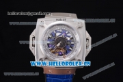 Hublot Masterpiece MP 08 Antikythera Sunmoon Asia 2813 Automatic Steel Case Skeleton Dial Blue Leather Strap and Stick Markers