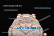 Audemars Piguet Royal Oak 33MM Miyota Quartz Diamonds/Steel Case with White Dial Stick Markers and Diamonds Bezel (EF)