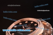 Omega De Ville Ladymatic Original ETA 2671 Automatic Rose Gold Case/Strap with Diamond Bezel and Black Dial - 1:1 Original