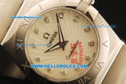 Omega Constellation Swiss Quartz Movement Full Steel with and Beige Dial and Diamond Markers-Lady Model