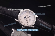 BlancPain Moonphase ST25 Automatic Steel Case with White Dial and Black Leather Strap