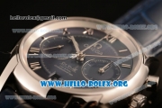 Omega De Ville Co-axial Chronograph Clone Omega 9300 Automatic Steel Case with Blue Dial and Blue Leather Strap (EF)