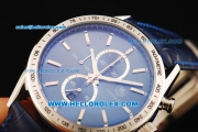 Tag Heuer Carrera Chronograph Miyota Quartz Movement Steel Case with Blue Dial and Blue Leather Strap