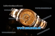 Rolex Sky-Dweller Asia Automatic Two Tone Case/Bracelet with Roman Numeral Markers and Gold Dial