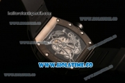 Richard Mille RM 055 Bubba Watson Tourbillon Manual Winding PVD Case with Skeleton Dial Black Rubber Strap and White Inner Bezel