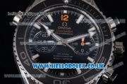 Omega Seamaster Planet Ocean 600M Co-Axial Chronograph Clone Omega 9300 Automatic Stainless Steel Case/Bracelet with Black Dial and Stick Markers (EF)