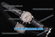 Vacheron Constantin Historiques Cornes de Vache 1955 Chronograph Copy Venus 75 Manual Winding Steel Case with White Dial Silver Stick Markers and Black Leather Strap