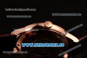 Zenith Vintage Miyota 9015 Automatic Rose Gold Case with White Dial and Brown Leather Strap - (AAAF)