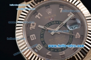 Rolex Sky-Dweller Asia 2813 Automatic Rose Gold Case with Brown Leather Strap and Brown Dial