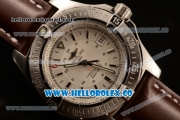 Breitling Colt II Swiss ETA 2824 Automatic Steel Case with White Dial and Brown Leather Strap (AAAF)