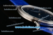 Patek Philippe Calatrava Miyota Quartz Steel Case with Silver Stick Markers and Blue Dial