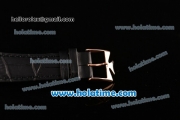 Vacheron Constantin Malte Miyota Quartz Rose Gold Case with Black Leather Bracelet Grey Dial and Stick Markers