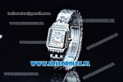 Cartier Santos 100 Japanese Miyota Quartz Steel Case with White Dial Roman Numberal Markers and Steel Bracelet