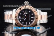 Rolex Yacht-Master 40 Clone Rolex 3135 Automatic Two Tone Case/Bracelet with Black Dial and Rose Gold Bezel (BP)