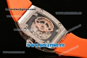 Richard Mille RM007 Miyota 6T51 Automatic Steel Case with Diamonds Dial and Orange Rubber Strap