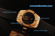 Hublot King Power Tourbillon Automatic Movement Rose Gold Case with Black Dial and Rubber Strap