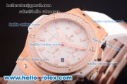 Hublot Big Bang Diamond Bezel Hub4100 Rose Gold Case with White Dial and White Rubber Strap-1:1 Original