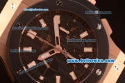 Hublot Big Bang Chronograph Hub 4100 Rose Gold Case with PVD Bezel and Black Dial 1:1