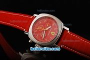 Ferrari Rattrapant Automatic Silver Case with Red Dial and Leather Strap