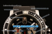 Ulysse Nardin Maxi Marine Diver Chronograph Miyota OS20 Quartz Steel Case with White Markers Black Dial and Black Rubber Strap