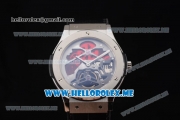 Hublot Classic Fusion Tourbillon Red Vitrail Asia ST28 Automatic Steel Case with Skeleton Dial and Black Leather Strap