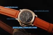 Panerai Luminor Marina Pam 005 Swiss ETA 6497 Manual Winding Movement Steel Case with Black Dial and Leather Strap