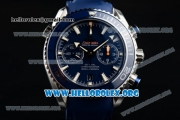 Omega Seamaster Planet Ocean Chrono Clone Omega 9300 Automatic Steel Case with Blue Dial and Blue Rubber Strap (EF)