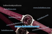 Cartier Ballon Bleu Swiss Quartz Steel Case with Burgundy Leather Strap White Markers and Burgundy Dial