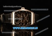 Franck Muller Vanguard Miyota Automatic Copy Tourbillon Rose Gold Case With Skeleton Dial Leather/Rubber Strap