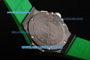 Hublot Big Bang Chronograph Swiss Quartz Movement PVD Case with Green Diamond Bezel and Green Rubber Strap-Lady Model