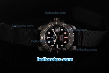 Rolex Submariner Pro-Hunter Automatic Movement PVD Case with Ceramic Bezel-Black Dial and Nylon Strap