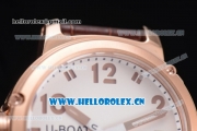 U-Boat Chimera Automatic Asia ST25 Automatic Rose Gold Case White Dial Rose Gold Markers and Brown Leather Strap