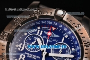 Breitling Avenger Skyland Chrono Swiss Quartz PVD Case with Blue Dial and Yellow/Black Nylon Strap