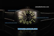 Franck Muller Casablanca Swiss ETA 2824 Automatic Movement PVD Case with Black Dial and Green Arabic Numerals