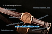 Vacheron Constantin Patrimony Miyota 9015 Automatic Rose Gold Case with Champagne Dial and Brown Leather Strap