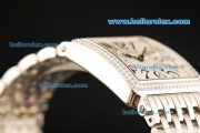 Franck Muller Master Square Swiss Quartz Movement Full Steel with Silver Dial and Diamond Bezel