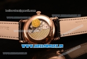 BlancPain Villeret Miyota 9015 Automatic Rose Gold Case with White Dial Arabic and Black Leather Strap (EF)
