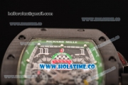 Richard Mille RM 011 Felipe Massa Flyback Chronograph Swiss Valjoux 7750 Automatic Carbon Fiber Case with Skeleton Dial Green Inner Bezel and White Markers - 1:1 Original